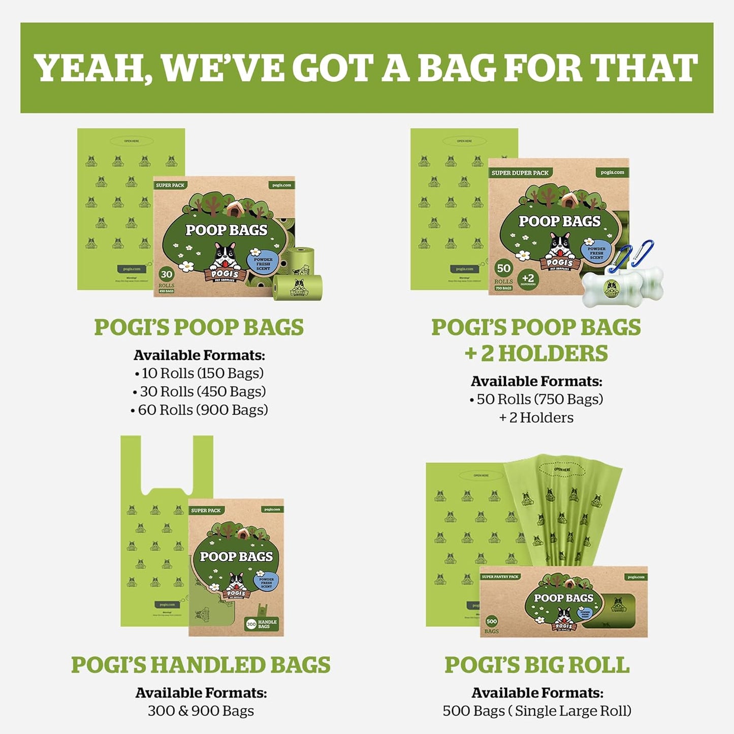 Pogi'S Dog Poop Bags with Easy-Tie Handles - 300 Doggy Leak-Proof, Ultra Thick, Scented Poop Bags for Dogs, Cat